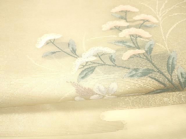 平和屋着物＊夏物　九寸名古屋帯　草花文　金銀糸　正絹　逸品　DAAX5972cm