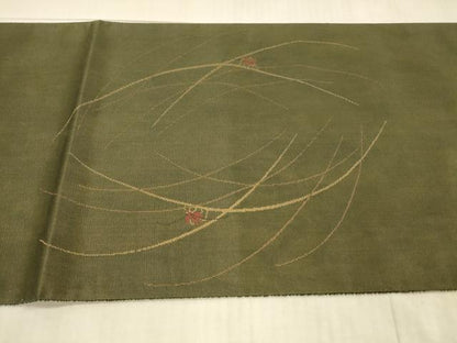 平和屋着物＊夏物 太鼓柄袋帯 夏虫草葉文 金糸 引箔 正絹 逸品 DAAX5974cm