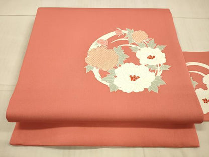 平和屋着物●塩瀬 九寸名古屋帯 鹿の子花文 正絹 逸品 DAAX5979cm
