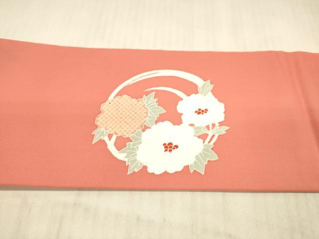 平和屋着物●塩瀬 九寸名古屋帯 鹿の子花文 正絹 逸品 DAAX5979cm