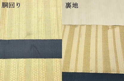 平和屋着物●八寸名古屋帯 間道 金糸 一重帯 正絹 逸品 DAAX5981cm