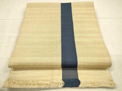 平和屋着物●八寸名古屋帯 間道 金糸 一重帯 正絹 逸品 DAAX5981cm