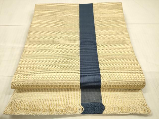 平和屋着物●八寸名古屋帯 間道 金糸 一重帯 正絹 逸品 DAAX5981cm