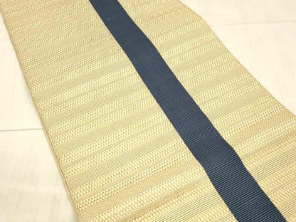 平和屋着物●八寸名古屋帯 間道 金糸 一重帯 正絹 逸品 DAAX5981cm