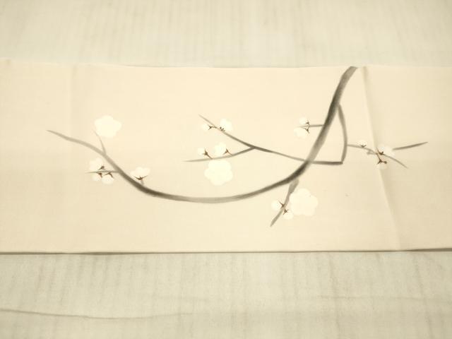 平和屋着物●九寸名古屋帯　手描き　枝梅文　正絹　逸品　DAAX5982cm