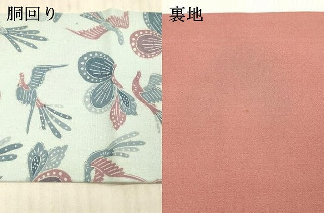 平和屋着物●全通柄九寸名古屋帯 型染 紬地 飛鳥草葉文 正絹 逸品 DAAX5995cm