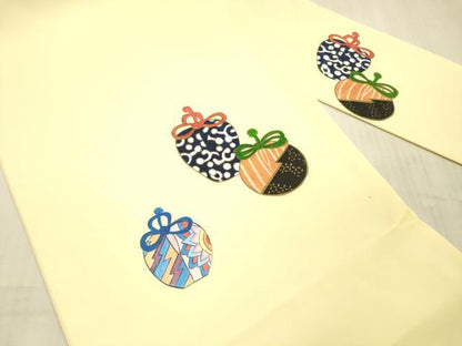 平和屋着物●九寸名古屋帯　手描き　巾着　金糸　正絹　逸品　DAAX5998cm