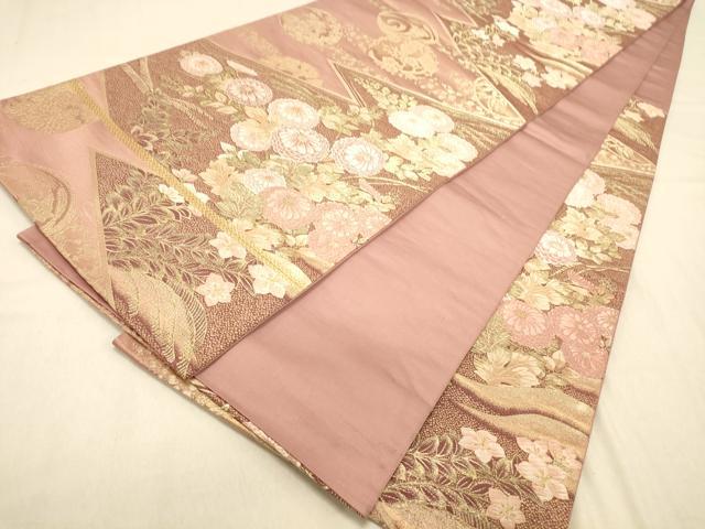 平和屋着物◎六通柄袋帯　唐織　文箱好み　金糸　正絹　逸品　DAAX6014jm