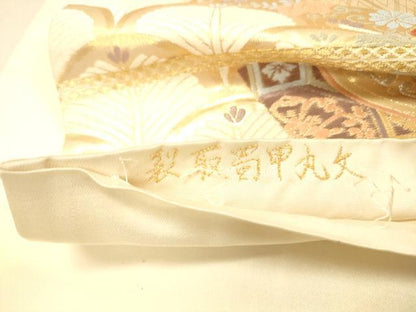 平和屋着物◎六通袋帯　唐織　裂取蜀甲丸文　金銀糸　正絹　逸品　DAAX6017jm