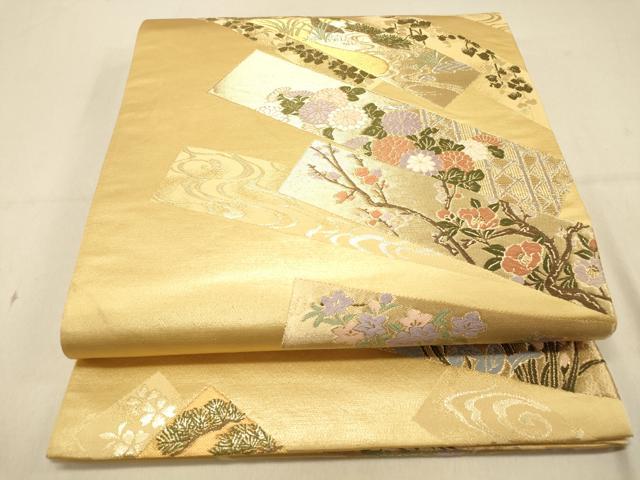 平和屋着物◎六通柄袋帯　唐織　短冊吉祥花文　金銀糸　正絹　逸品　DAAX6036jm