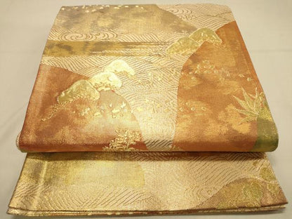 平和屋着物◎佐賀錦　六通柄袋帯　重山箔散らし文　金糸　正絹　逸品　DAAX6062jm
