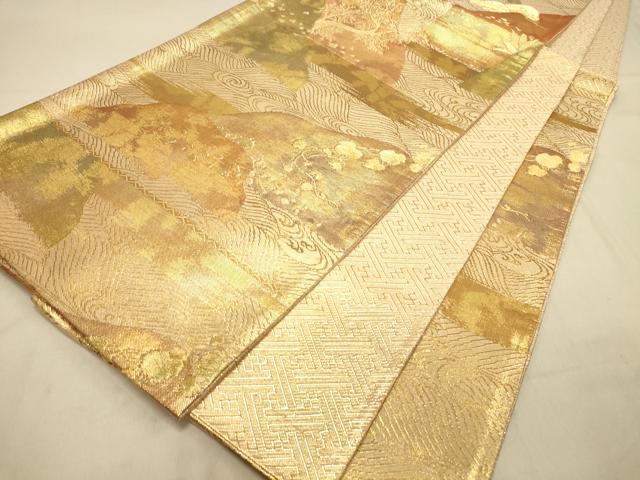 平和屋着物◎佐賀錦　六通柄袋帯　重山箔散らし文　金糸　正絹　逸品　DAAX6062jm