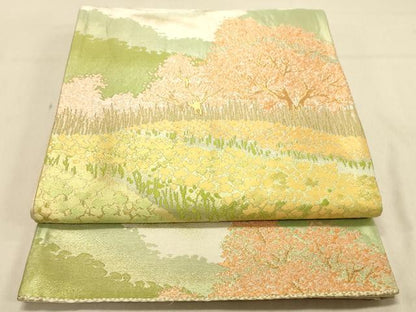 平和屋着物◎六通柄袋帯 唐織 風景文 金銀糸 正絹 逸品 DAAX6064jm