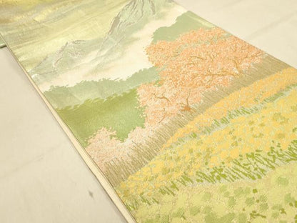 平和屋着物◎六通柄袋帯 唐織 風景文 金銀糸 正絹 逸品 DAAX6064jm
