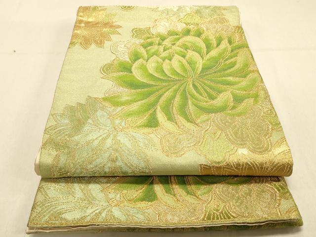 平和屋着物◎六通柄袋帯 草花文 牡丹 金糸 正絹 逸品 DAAX6065jm