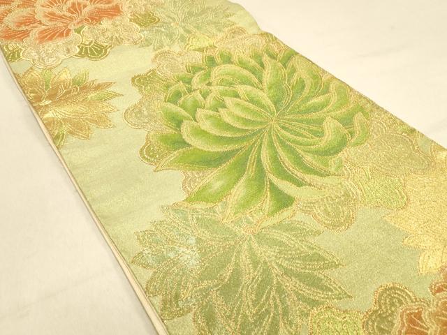 平和屋着物◎六通柄袋帯 草花文 牡丹 金糸 正絹 逸品 DAAX6065jm