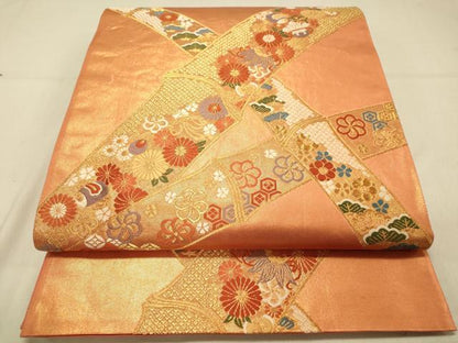 平和屋着物◎六通柄袋帯　唐織　竹取吉祥花文　正絹　逸品　DAAX6072jm