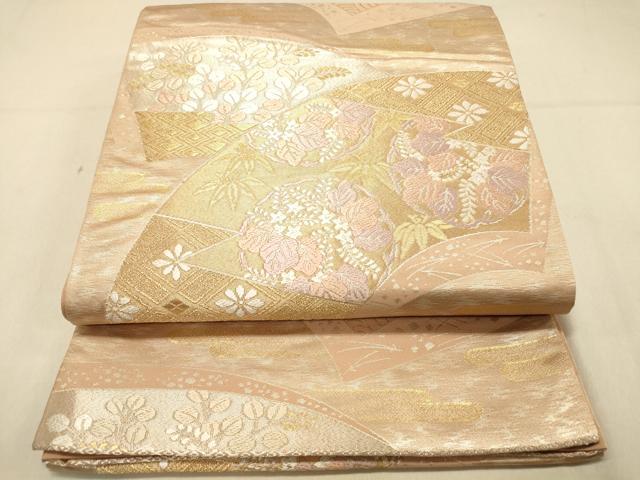 平和屋着物◎六通柄袋帯 唐織 地紙花丸文 金銀糸 正絹 逸品 DAAX6073jm