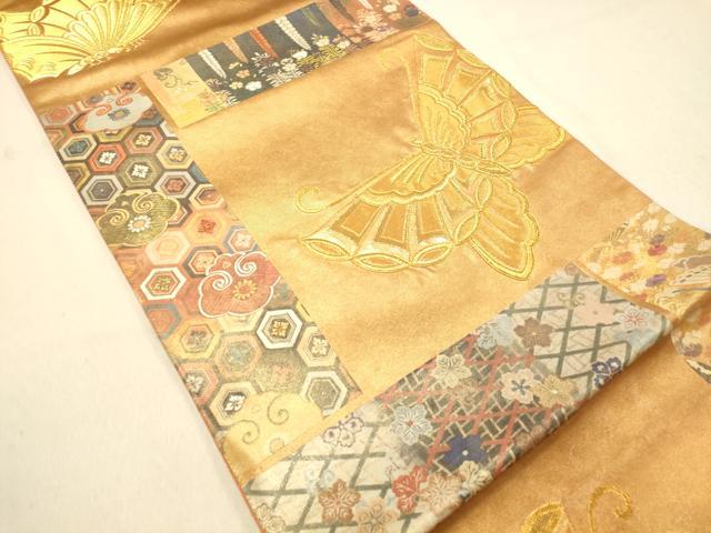 平和屋着物◎六通柄袋帯　駒刺繍　花蝶文　金糸　引箔　正絹　逸品　DAAX6096jm