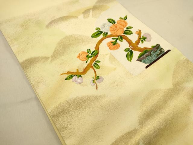平和屋着物◎九寸開き名古屋帯　唐織　飾花文　金糸　正絹　逸品　DAAX6111jm