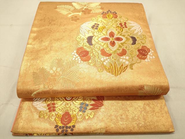 平和屋着物◎六通柄袋帯　唐織　若松花丸文　金糸　引箔　正絹　逸品　DAAX6116jm