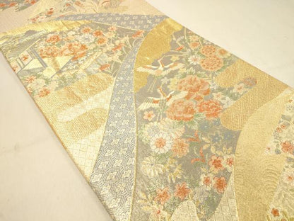 平和屋着物◎宝珠本佐賀錦　六通柄袋帯　九百錦　鳳凰花文　金糸　正絹　逸品　DAAX6170jm