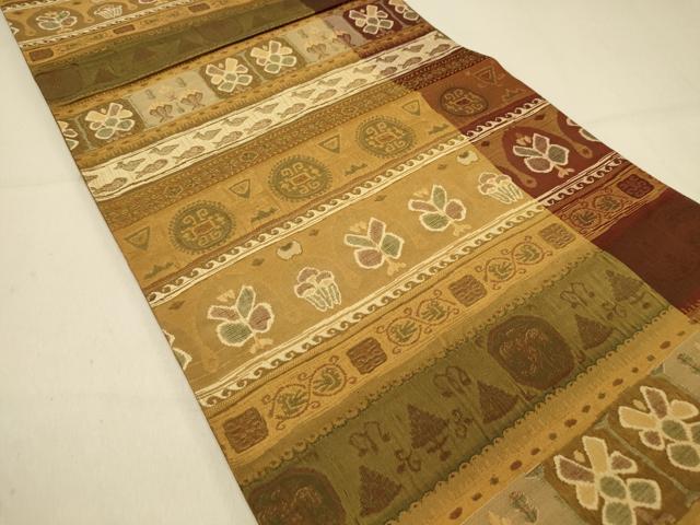 平和屋着物◎六通柄袋帯　横段抽象文　正絹　逸品　DAAX6178jm