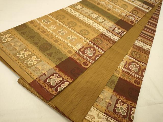 平和屋着物◎六通柄袋帯　横段抽象文　正絹　逸品　DAAX6178jm