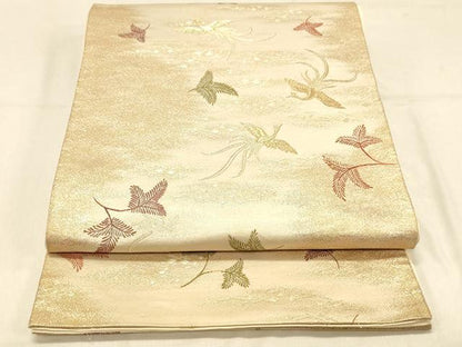 平和屋着物◎六通柄袋帯　鳳凰松文　金糸　正絹　逸品　DAAX6235jm