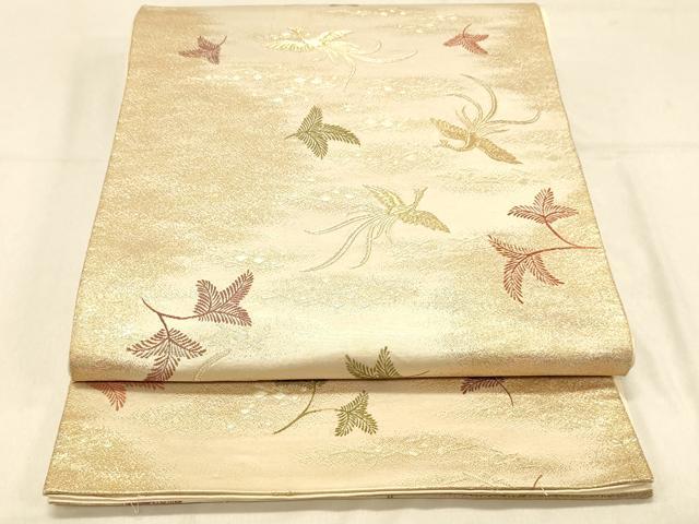 平和屋着物◎六通柄袋帯　鳳凰松文　金糸　正絹　逸品　DAAX6235jm