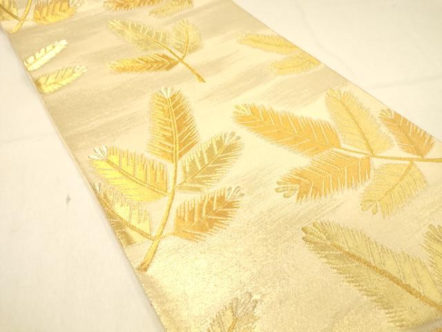 平和屋着物◎六通柄袋帯　松葉文　金糸　正絹　逸品　DAAX6238jm