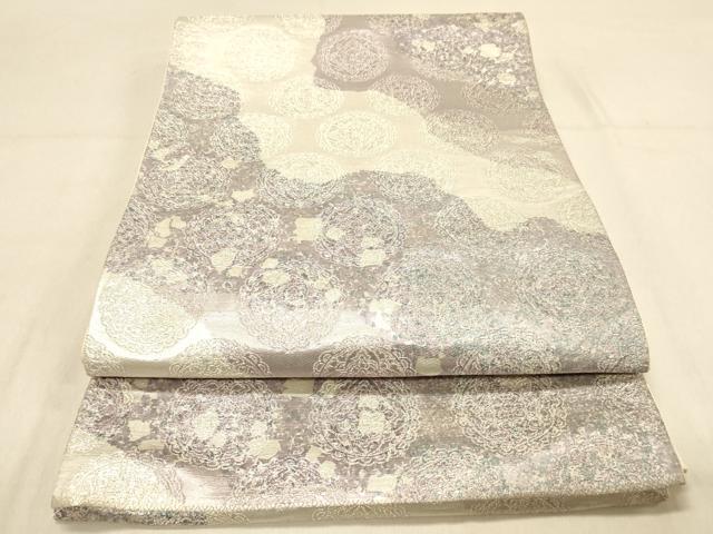 平和屋着物◎六通柄袋帯　道長花丸文　銀糸　引箔　正絹　逸品　DAAX6311jm