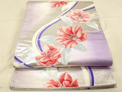 平和屋着物◎六通柄袋帯 唐織 舞花文 銀糸 正絹 逸品 DAAX6318jm