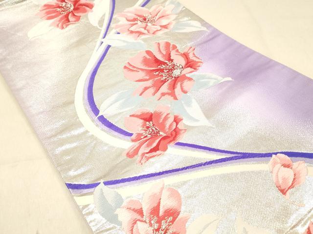 平和屋着物◎六通柄袋帯 唐織 舞花文 銀糸 正絹 逸品 DAAX6318jm