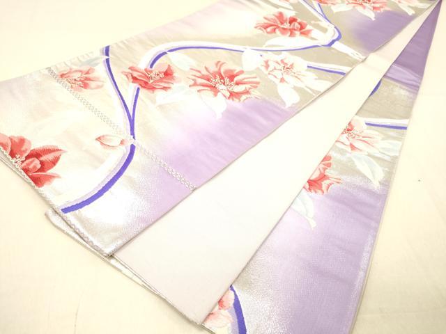 平和屋着物◎六通柄袋帯 唐織 舞花文 銀糸 正絹 逸品 DAAX6318jm