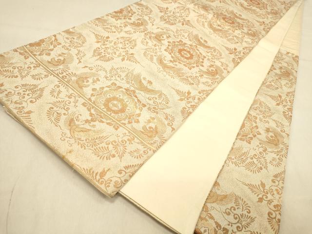 平和屋着物◎六通柄袋帯 正倉院花鳥文 金糸 正絹 逸品 DAAX6330jm