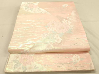 平和屋着物◎両面 六通柄袋帯 花鳥文 金銀糸 引箔 正絹 逸品 DAAX6336jm