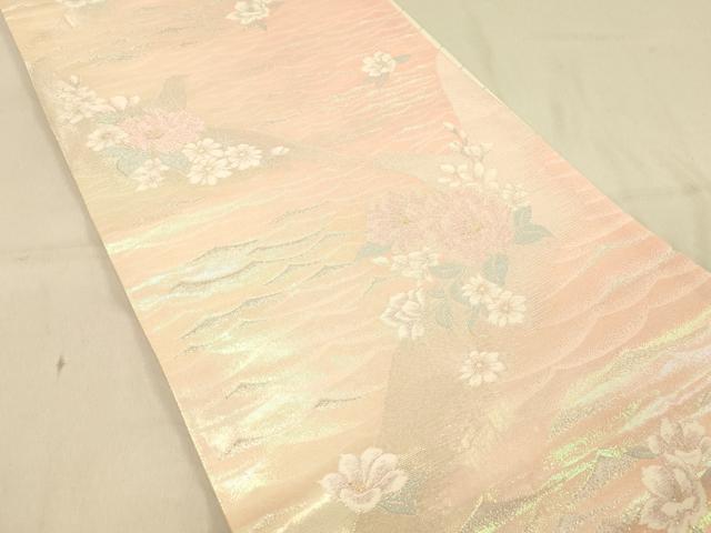 平和屋着物◎両面 六通柄袋帯 花鳥文 金銀糸 引箔 正絹 逸品 DAAX6336jm