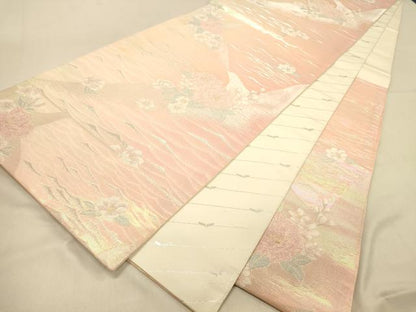 平和屋着物◎両面 六通柄袋帯 花鳥文 金銀糸 引箔 正絹 逸品 DAAX6336jm