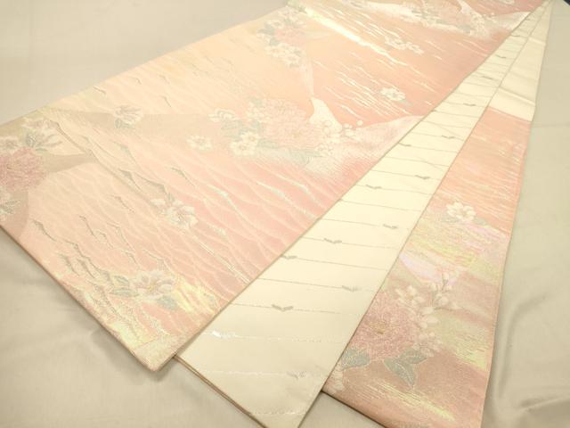 平和屋着物◎両面 六通柄袋帯 花鳥文 金銀糸 引箔 正絹 逸品 DAAX6336jm