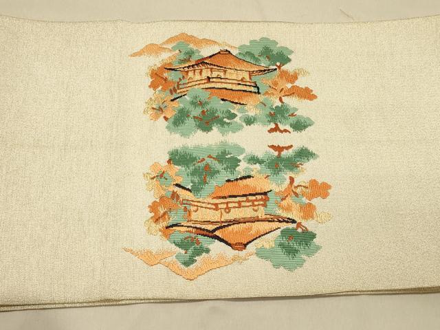 平和屋着物◎綴れ　八寸名古屋帯　風景文　金銀糸　正絹　逸品　DAAX6340jm