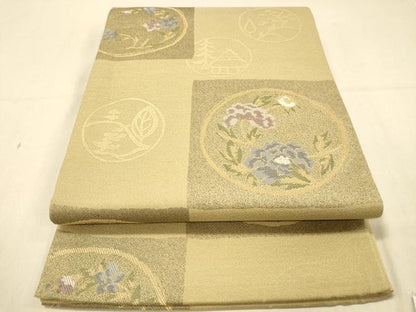 平和屋着物◎六通柄袋帯 花丸文 正絹 逸品 DAAX6359jm