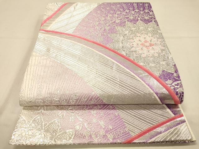 平和屋着物◎六通柄袋帯 唐織 正倉院花文 銀糸 正絹 逸品 DAAX6370jm