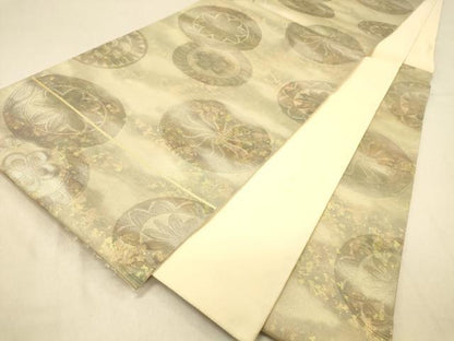 平和屋着物◎六通柄袋帯 花丸文 引箔 正絹 逸品 DAAX6385jm