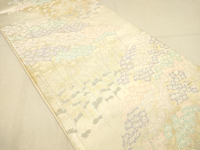 平和屋着物◎六通柄袋帯　唐織　草花文　金銀糸　正絹　逸品　DAAX6392jm