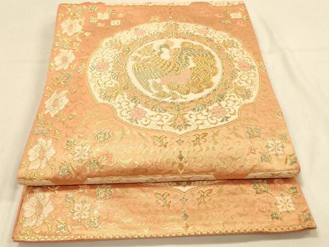 平和屋着物◎六通柄袋帯 鏡裏花鳥文 金糸 正絹 逸品 DAAX6394jm