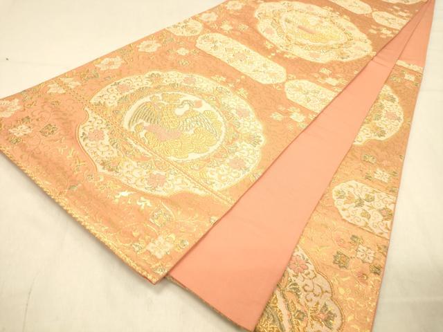 平和屋着物◎六通柄袋帯 鏡裏花鳥文 金糸 正絹 逸品 DAAX6394jm