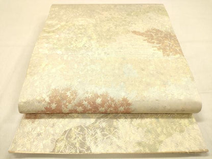 平和屋着物◎六通柄袋帯 風景文 霞文 金糸 引箔 正絹 逸品 DAAX6398jm