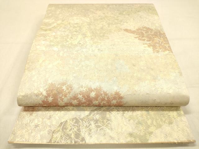 平和屋着物◎六通柄袋帯 風景文 霞文 金糸 引箔 正絹 逸品 DAAX6398jm