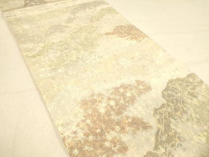 平和屋着物◎六通柄袋帯 風景文 霞文 金糸 引箔 正絹 逸品 DAAX6398jm